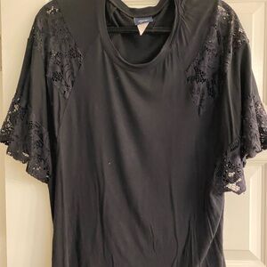 Black Lace Sleeve Women's Top
